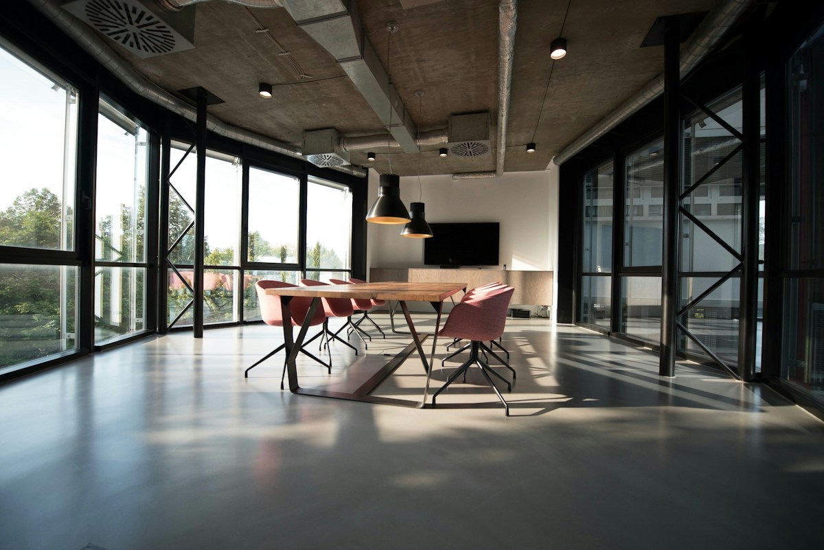 Contemporary workspace with natural light
